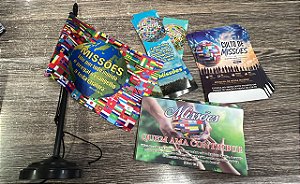 Kit Culto de Missões Igreja 2 - 1 Bandeira + 100 Marcadores + 100 Folhetos + 100 Envelopes