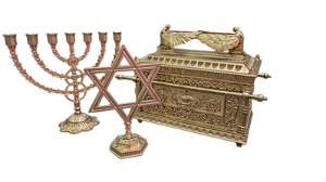 Kit Altar Luxo: Arca da Aliança 30cm, Candelabro Menorah e Estrela de Davi