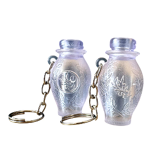 Chaveiro Botija Porta Óleo TRANSPARENTE - Ideal para campanhas evangélicas