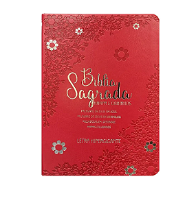 Bíblia Sagrada ARC Letra Hipergigante Floral Vermelha