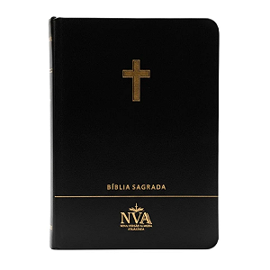 Bíblia Slim | Letra Normal | NVA | Capa Premium Luxo Cruz Preta