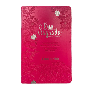 Bíblia Sagrada Letra Jumbo | ARC | Harpa Avivada e Corinhos | Capa PU Luxo Jardim Pink
