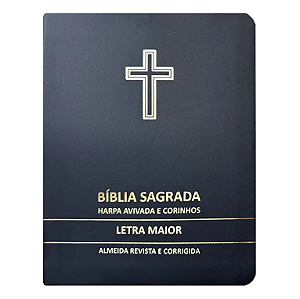 Bíblia Sagrada Cruz Preta Média | ARC | Letra Maior | Harpa Avivada e Corinhos | Capa Premium Luxo