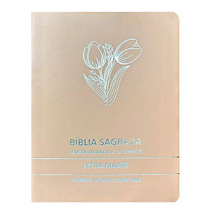 Bíblia Sagrada Tulipa Rosê Média | ARC | Letra Maior | Harpa Avivada e Corinhos | Capa Premium Luxo