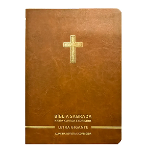 Bíblia Sagrada | Letra Gigante | ARC | Harpa Avivada e Corinhos | Capa Premium Luxo Cruz Marrom