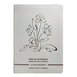Bíblia Sagrada Flores Branca | Letra Gigante | ARC | C/ Harpa e Corinhos | Capa Premium Luxo