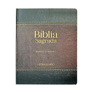 Bíblia Sagrada com Harpa Avivada Letra Jumbo Capa Dura Preta e Marrom 01