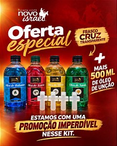 Óleo de Unção 500ml + Frasco Cruz transparente