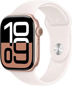 Apple Watch Series 10 46mm GPS - Caixa Alumínio Ouro rosa Pulseira Blush-claro Sport Band ․