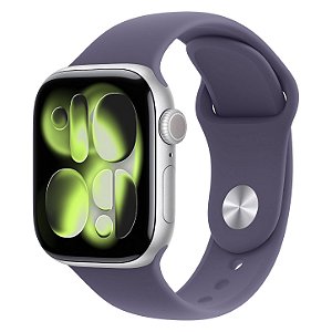 Apple Watch Series 11 GPS - Caixa Prateado 46mm Pulseira esportiva Roxo-névoa