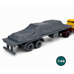 Carreta Plataforma Lonada 2 Eixos 1:64 - Carga Baixa