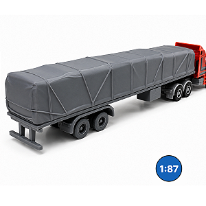 Carreta Plataforma Lonada 2 Eixos HO 1:87 - Carga Alta