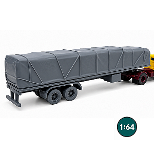 Carreta Plataforma Lonada 2 Eixos 1:64 - Carga Alta