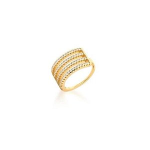 PIERCING DE ORELHA QUATRO FILEIRAS COM ZIRCÔNIAS BANHADO A OURO