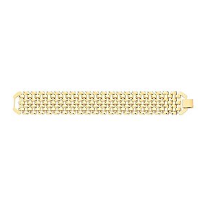 PULSEIRA COM SETE FILEIRAS LISAS E VAZADAS BANHADO A OURO