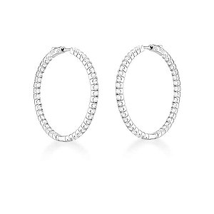 BRINCO ARGOLA COM ZIRCÔNIAS BRANCAS BANHADO A RÓDIO