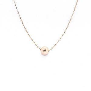 COLAR LISO ESFERA 8 MM BANHADO A OURO