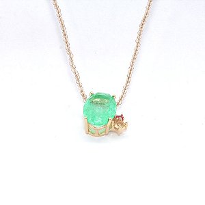 COLAR HANDMADE FIO CRISTAL TOPÁZIO FUMÊ PINGENTE FUSION ESMERALDA COLOMBIANA
