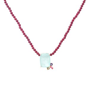 COLAR HANDMADE PINGENTE DE FUSION TURMALINA LIGHT FIO DE CRISTAL RUBI