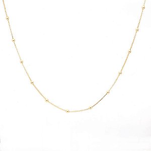 COLAR FOLHEADO LISO BOLINHAS BANHADO A OURO TAM 100
