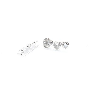 BRINCO EUR CUFF 3 CORACOES CRISTAL PRATA 925
