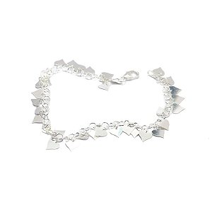 PULSEIRA COM MEDALHAS CORACAO PRATA 925