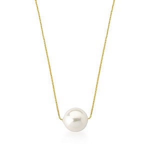 COLAR COM PINGENTE DE PÉROLA SHELL BANHADO A OURO