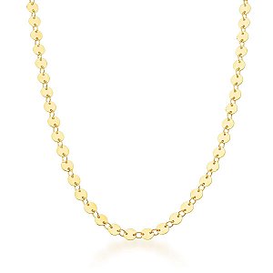 COLAR COM MEDALHAS LISAS 80CM BANHADO A OURO - TAM 80