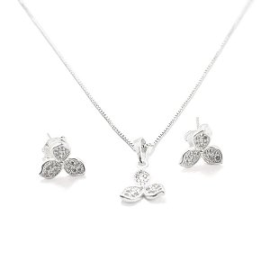 CONJUNTO 3 PETALAS CRAV PRATA 925 - 45CM
