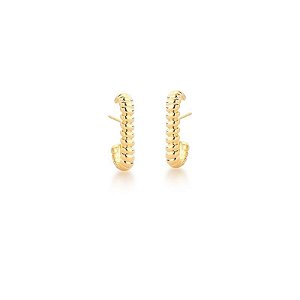 BRINCO EAR HOOK TRANÇADO LISO BANHADO A OURO