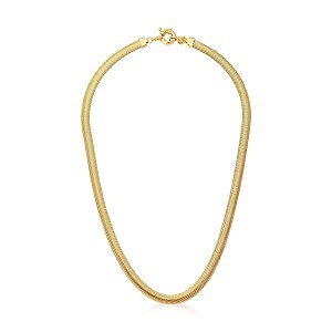 COLAR MALHA ESTEIRA LISO FECHO BOIA 4MM BANHADO A OURO - TAM 30