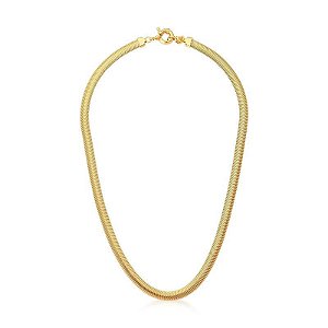 COLAR EM MALHA LAMINADA LISA 6MM BANHADO A OURO - TAM 40