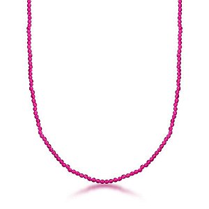 COLAR COM CRISTAIS BÚLGAROS PRATA RODINADA ROSA ESCURO - TAM 45