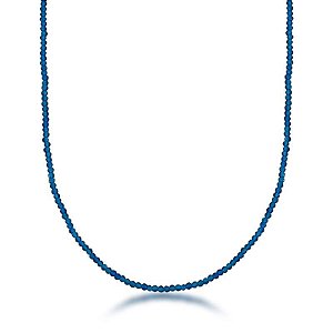 COLAR COM CRISTAIS BÚLGAROS PRATA RODINADA AZUL ESCURO - TAM 45