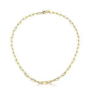 COLAR COM ELOS RETANGULARES LISOS BANHADO A OURO - TAM 35