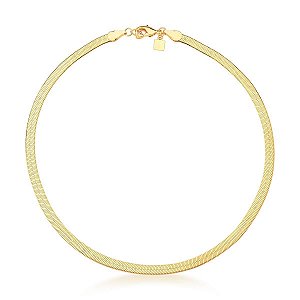 COLAR MALHA ESTEIRA LAMINADA LISA 3MM BANHADO A OURO - TAM 45