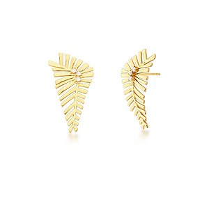 BRINCO EAR CUFF DE FOLHA E CRISTAIS BANHADO A OURO
