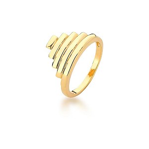 ANEL BASICO LISO TRABALHADO 5 COLUNAS 11MM BAN. DOURADO /TAM. 18