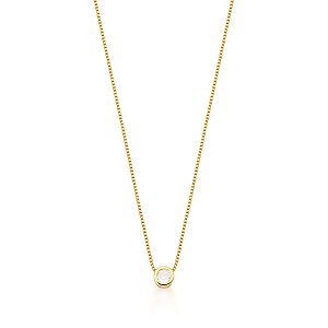 CONJUNTO BRINCO E CORRENTE COM PINGENTE REDONDO BANHADO A OURO  -  TAM 45