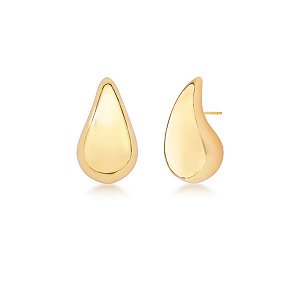 BRINCO DE GOTA CURVO LISO BANHADO A OURO