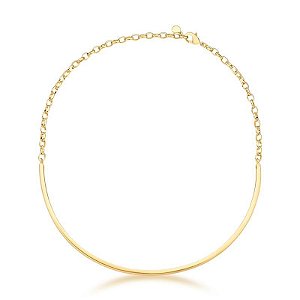 COLAR CHOKER ARO LISO CURVO BANHADO A OURO - TAM 35