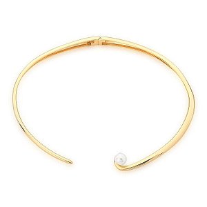 COLAR EM ARO E PÉROLA SHELL BANHADA A OURO - TAM 35