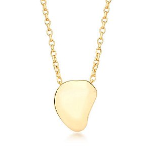 COLAR COM PINGENTE OVAL CURVO E LISO BANHADO A OURO - TAM 60