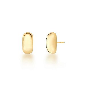 BRINCO MEDIO LISO OVAL FEIJAO BANHADO A OURO
