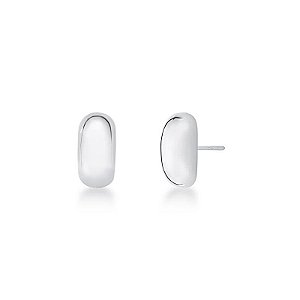 BRINCO MEDIO LISO OVAL FEIJAO BANHADO A RODIO