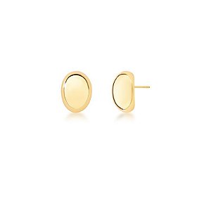 BRINCO OVAL LISO BANHADO A OURO