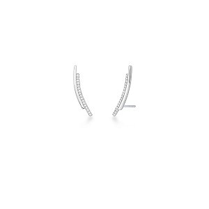 BRINCO EAR CUFF ZIRCONIA 2 COLUNA CURVO PRATA 925 RODINADA