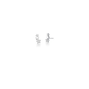 BRINCO CRAVEJADO ZIRCONIA 3 ESTRELA CURVO PRATA 925 RODINADA