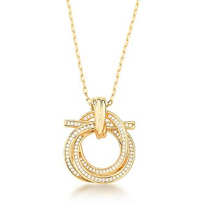 COLAR PINGENTE ZIRCONIA TRANCADO VAZADO BANHADO A OURO - TAM 50