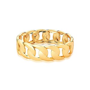 BRACELETE LISO ELO GRUMET VAZADO BANHADO A OURO